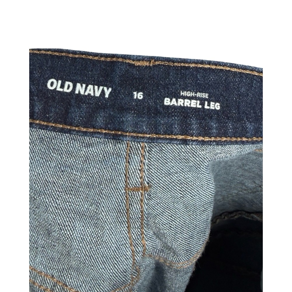 Old Navy Womens High-Rise Barrel Leg Jeans Dark Wash Denim Size 16 - Picture 3 of 6